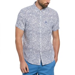 риза,с,къс,ръкав,мъжки,ризи,original,penguin,linen,aop,outline,waves,short,sleeve,shirt,white