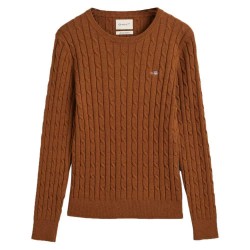 блуза,дамски,пуловери,дамски,плетени,дрехи,gant,stretch,cable,sweater,brown,(cacao)