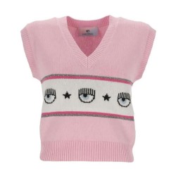 тениска,дамски,тениски,chiara,ferragni,75cbfm07,short,sleeve,v,neck,t,shirt,pink,(fairy,tale)
