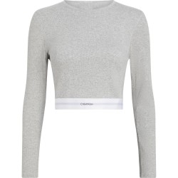 фланелка,с,дълъг,ръкав,дамски,топове,calvin,klein,000qs7217e,long,sleeve,top,grey,(grey,heather)