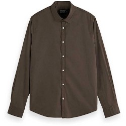 риза,с,дълъг,ръкав,мъжки,ризи,scotch,&,soda,essential,solid,long,sleeve,shirt,brown