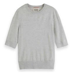 блуза,дамски,пуловери,дамски,плетени,дрехи,scotch,&,soda,177708,short,sleeve,sweater,light,grey,melange,(grey)