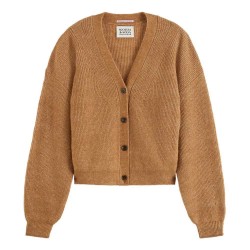 жилетка,дамски,пуловери,дамски,плетени,дрехи,scotch,&,soda,core,fuzzy,relaxed,cardigan,tobacco,melange,(brown)