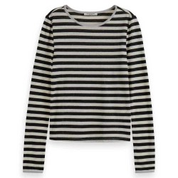 тениска,дамски,тениски,scotch,&,soda,striped,with,lurex,binding,long,sleeve,t,shirt,black
