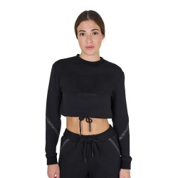 блуза,дамски,блузи,equestro,cropped,sweatshirt,black,(black)