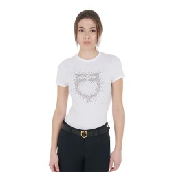 тениска,дамски,тениски,equestro,pink,diamond,logo,cotton,short,sleeve,t,shirt,white