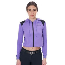 блуза,дамски,блузи,equestro,scuba,cropped,full,zip,sweatshirt,antique,white,(purple)