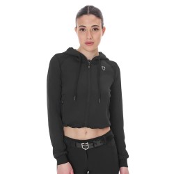 блуза,дамски,блузи,equestro,scuba,cropped,full,zip,sweatshirt,black,(black)