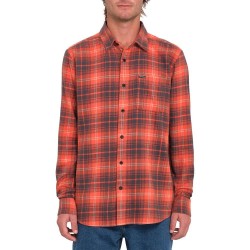 риза,с,дълъг,ръкав,мъжки,ризи,volcom,caden,plaid,long,sleeve,shirt,red,orange,(bright,red)