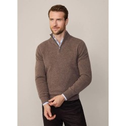 блуза,мъжки,пуловери,hackett,lambswool,half,zip,sweater,brown