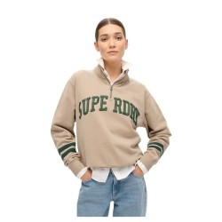 блуза,дамски,блузи,superdry,athletic,applique,half,zip,sweatshirt,beige