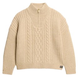 блуза,дамски,пуловери,дамски,плетени,дрехи,superdry,cable,half,zip,sweater,beige