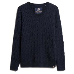 блуза,дамски,пуловери,дамски,плетени,дрехи,superdry,cable,v,neck,sweater,blue