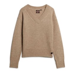 блуза,дамски,пуловери,дамски,плетени,дрехи,superdry,essential,v,neck,sweater,fudge,brown,(brown)