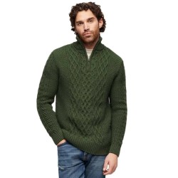 блуза,мъжки,пуловери,superdry,jacob,cable,half,zip,sweater,duffle,bag,green,(green)