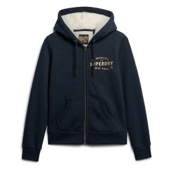 блуза,дамски,блузи,superdry,luxe,metallic,logo,full,zip,sweatshirt,blue