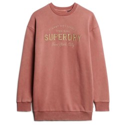 рокля,дамски,поли,и,рокли,superdry,luxe,metallic,logo,long,sleeve,midi,dress,pink