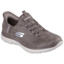 обувки,дамски,маратонки,skechers,summits,slip,on,shoes,brown,mesh,lavender,trim,(grey)