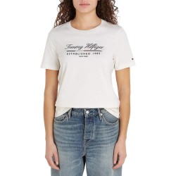 тениска,дамски,тениски,tommy,hilfiger,reg,script,graphic,short,sleeve,t,shirt,white