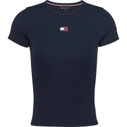 тениска,дамски,тениски,tommy,jeans,badge,rib,short,sleeve,t,shirt,blue,(dark,night,navy)