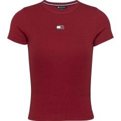 тениска,дамски,тениски,tommy,jeans,badge,rib,short,sleeve,t,shirt,red