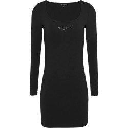 дънки,дамски,поли,и,рокли,tommy,jeans,metallic,linear,bodycon,long,sleeve,short,dress,black