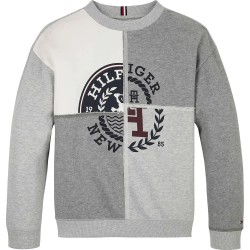 блуза,детски,блузи,tommy,hilfiger,monotype,spliced,printed,sweatshirt,grey