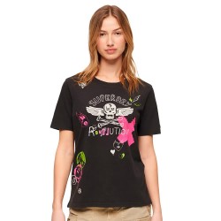 Тениска Superdry Lo-Fi Punk Poster Relaxed short sleeve T-shirt - Black (Bison Black) тениска,дамски,тениски,superdry,lo,fi,punk,poster,relaxed,short,sleeve,t,shirt,black,(bison,black)