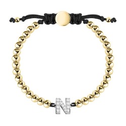 бижутерия,le,petite,story,boules,letter,n,bracelet,golden,(black,golden)