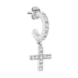 бижутерия,le,petite,story,hoop,cross,earrings,silver,(white)