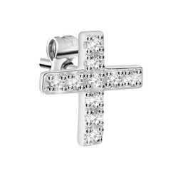 бижутерия,le,petite,story,stud,cross,crystals,earrings,silver,(white)