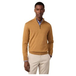 блуза,мъжки,пуловери,façonnable,cosilk,half,zip,sweater,brown,(soft,yellow)