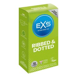 хигиена,тяло,exs,ribbed,&,dotted,condoms,12,units,transparent,(clear)