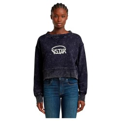 блуза,дамски,блузи,g,star,overdyed,cropped,logo,loose,r,sweatshirt,blue