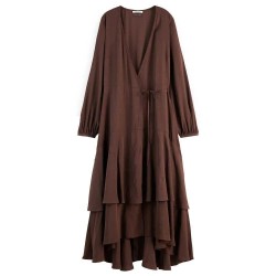 рокля,дамски,поли,и,рокли,scotch,&,soda,180391,long,sleeve,long,dress,brown