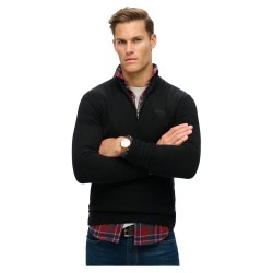 блуза,мъжки,пуловери,superdry,essential,embroidered,half,zip,sweater,black