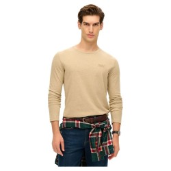тениска,мъжки,тениски,superdry,essential,logo,long,sleeve,t,shirt,tan,brown,fleck,marl,(beige)