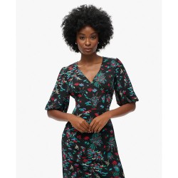 рокля,дамски,поли,и,рокли,superdry,short,sleeve,sheer,short,sleeve,long,dress,black