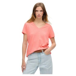 тениска,дамски,тениски,superdry,studios,slub,embroidered,short,sleeve,v,neck,t,shirt,peach,amber,pink,(pink)