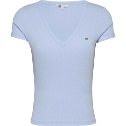 тениска,дамски,тениски,tommy,jeans,essential,rib,short,sleeve,t,shirt,blue,(sweet,blue)