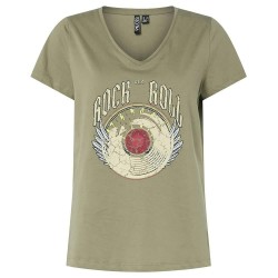 тениска,дамски,тениски,pieces,gabriella,short,sleeve,t,shirt,green,(deep,lichen,green,rock,roll,motive)