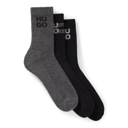 чорапи,мъжки,чорапи,hugo,rib,chain,10263824,socks,3,pairs,black,grey,(black)