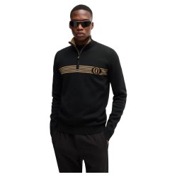блуза,мъжки,пуловери,boss,open,24,half,zip,sweater,black