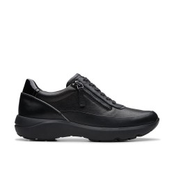 обувки,дамски,маратонки,clarks,shoes,tivoli,zip,trainers,black,combination,leather,(black)