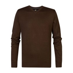 блуза,мъжки,пуловери,petrol,industries,m,3040,kwv200,v,neck,sweater,espresso,(brown)