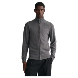 Блуза Gant Superfine Lambswool full zip sweater - Grey (Dark Jeansblue Melange) блуза,мъжки,пуловери,дамски,пуловери,gant,superfine,lambswool,full,zip,sweater,grey,(dark,jeansblue,melange)