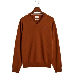 блуза,мъжки,пуловери,gant,superfine,lambswool,v,neck,sweater,cacao,(brown)