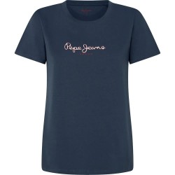 тениска,дамски,тениски,pepe,jeans,fiore,short,sleeve,t,shirt,washed,navy,blue,(blue)