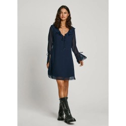 рокля,дамски,поли,и,рокли,pepe,jeans,pl953617,long,sleeve,short,dress,blue