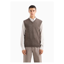 потник,мъжки,пуловери,armani,exchange,6dzm1g,zm1lz,knitted,vest,brown,(brown,mel)